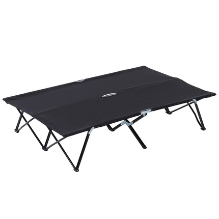 Lightweight Double Camping Cot Bed for Outdoor Comfort - Black