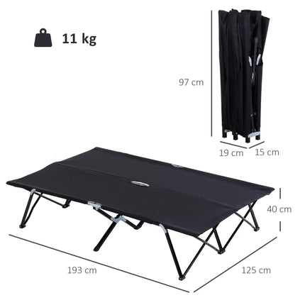 Lightweight Double Camping Cot Bed for Outdoor Comfort - Black
