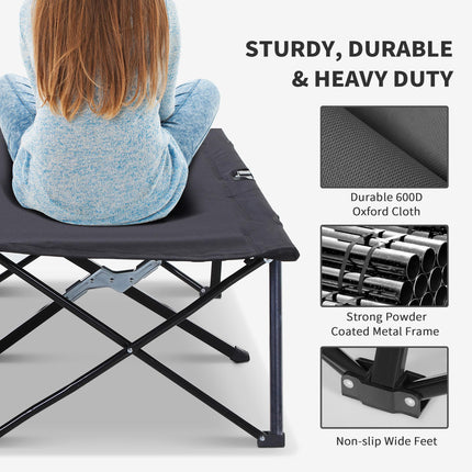 Lightweight Double Camping Cot Bed for Outdoor Comfort - Black