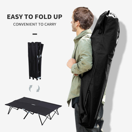 Lightweight Double Camping Cot Bed for Outdoor Comfort - Black