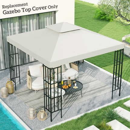 3x3 Metre Gazebo Replacement Canopy Roof Top - Cream White