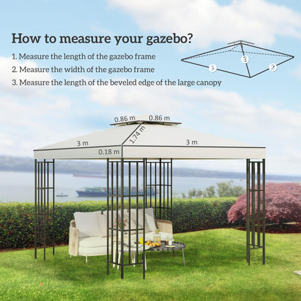 3x3 Metre Gazebo Replacement Canopy Roof Top - Cream White