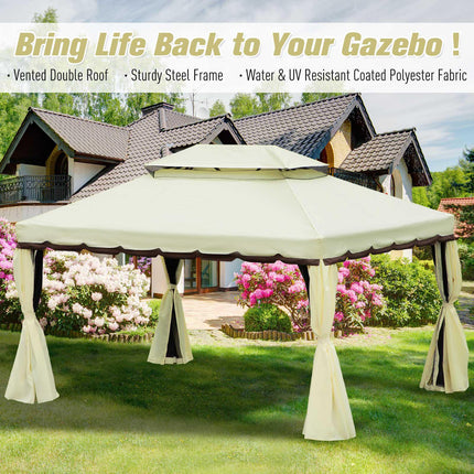 3 x 4 Metre Aluminium Gazebo with Curtains and Mosquito Nets - Cream White