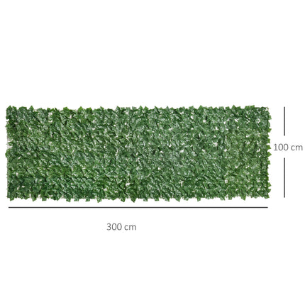 3 Metre UV-Stabilised Artificial Leaf Hedge Screen - Dark Green