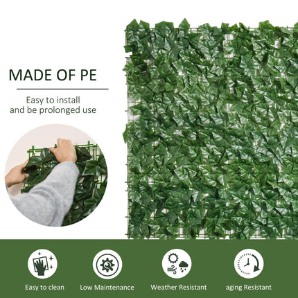 3 Metre UV-Stabilised Artificial Leaf Hedge Screen - Dark Green