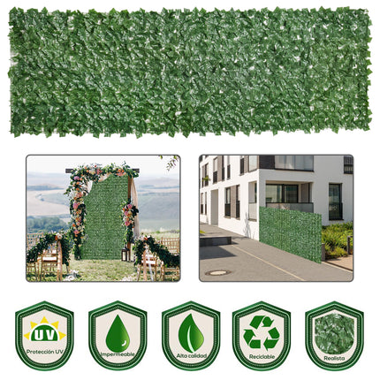 3 Metre UV-Stabilised Artificial Leaf Hedge Screen - Dark Green