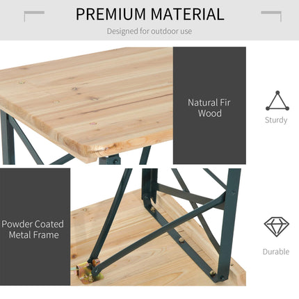3 Piece Wooden Folding Picnic Table and Bench Set with Backrests - Dark Green