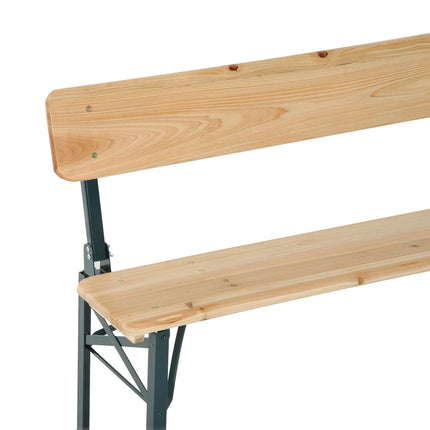 3 Piece Wooden Folding Picnic Table and Bench Set with Backrests - Dark Green