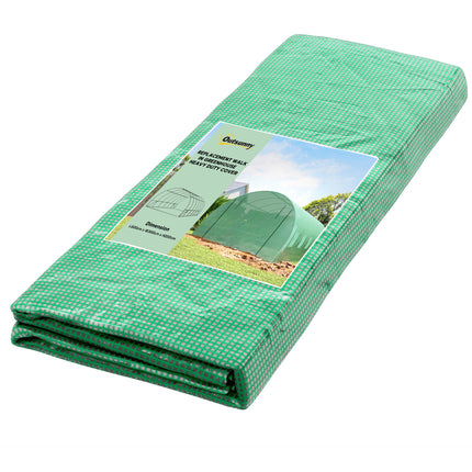 6 x 3 x 2m Tunnel Walk-in Greenhouse Replacement Cover with Roll-up Windows and Door - Green