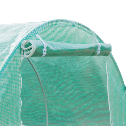 6 x 3 x 2m Tunnel Walk-in Greenhouse Replacement Cover with Roll-up Windows and Door - Green