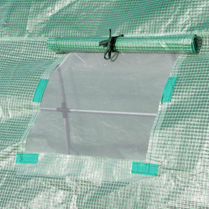 6 x 3 x 2m Tunnel Walk-in Greenhouse Replacement Cover with Roll-up Windows and Door - Green