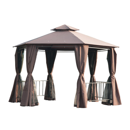 3 x 3(m) Hexagon Gazebo Patio Canopy Party Tent Outdoor Garden Shelter w/ 2 Tier