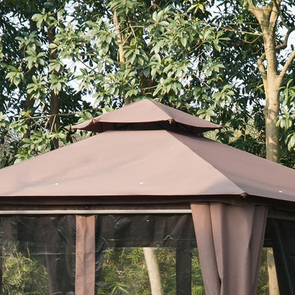 3 x 3(m) Hexagon Gazebo Patio Canopy Party Tent Outdoor Garden Shelter w/ 2 Tier