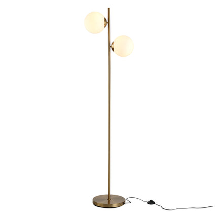 2 Lights Tree Floor Lamp for Living Room with Globe Lampshade, Standing Lamp for