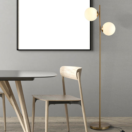 2 Lights Tree Floor Lamp for Living Room with Globe Lampshade, Standing Lamp for