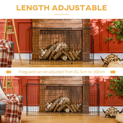 Extendable Safety Fireguard Screen Adjustable Fireplace Guard 81.5-160cm - Black