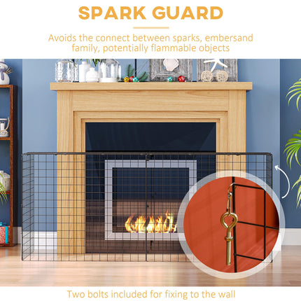 Extendable Safety Fireguard Screen Adjustable Fireplace Guard 81.5-160cm - Black