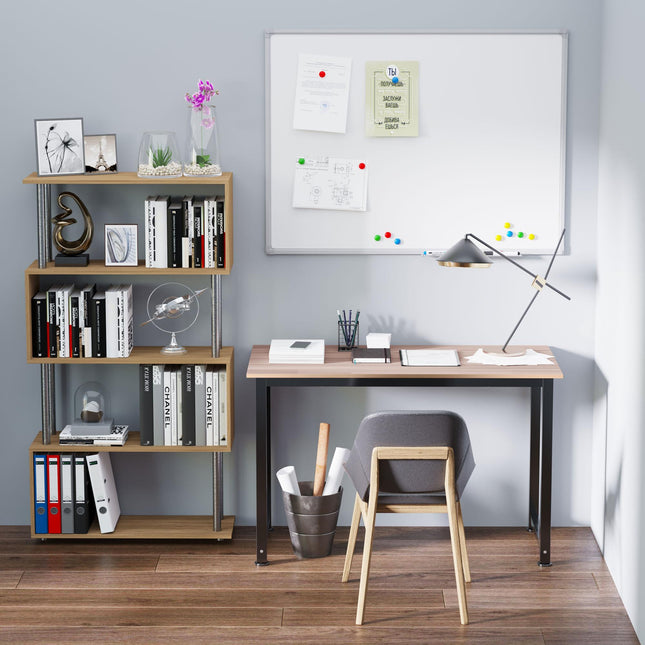 Computer Desk PC Writing Table with Adjustable Feet and Metal Frame 120x60x76cm - Oak Black
