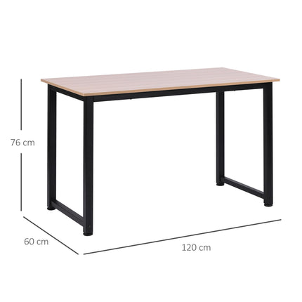 Computer Desk PC Writing Table with Adjustable Feet and Metal Frame 120x60x76cm - Oak Black