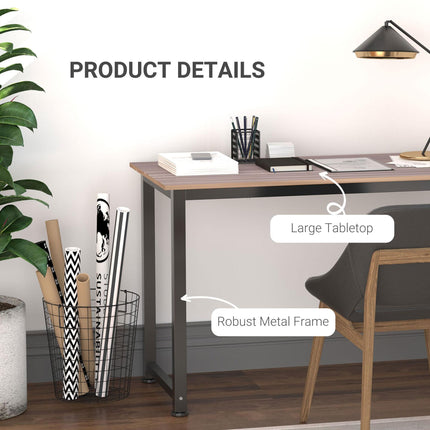 Computer Desk PC Writing Table with Adjustable Feet and Metal Frame 120x60x76cm - Oak Black