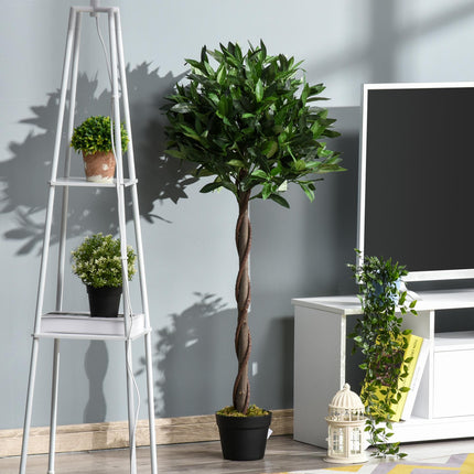 Set of 2 Artificial Bay Laurel Topiary Ball Trees 120cm with Nursery Pot - Green