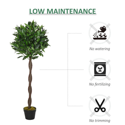 Set of 2 Artificial Bay Laurel Topiary Ball Trees 120cm with Nursery Pot - Green