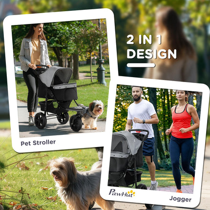 Dog Stroller Pram, 3-Wheel Foldable Pet Stroller with Invisible Sky Roof, for Sm