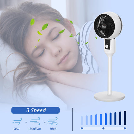 32'' Air Circulator Fan with 3 Speeds, 70° Oscillation & 90° Tilt, Round Base, Carry Handle - Black and White