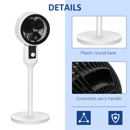 32'' Air Circulator Fan with 3 Speeds, 70° Oscillation & 90° Tilt, Round Base, Carry Handle - Black and White