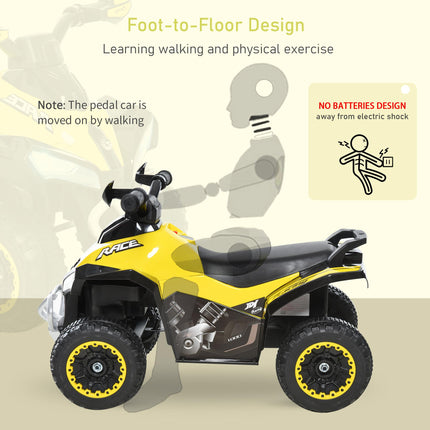 Toddler Ride On Car Walker Manual Foot-to-Floor Slider with Music & Lights 18-36 Months - Yellow