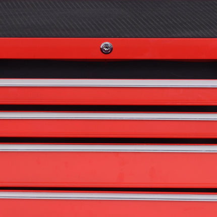 Roller Tool Cabinet with 7 Drawers and Wheels for Garage Workshop - Red