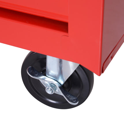 Roller Tool Cabinet with 7 Drawers and Wheels for Garage Workshop - Red