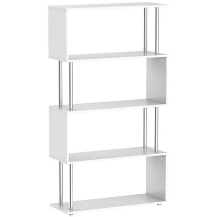 S Shape Wooden Bookcase Storage Display Unit 5 Shelves - White