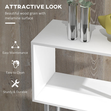 S Shape Wooden Bookcase Storage Display Unit 5 Shelves - White