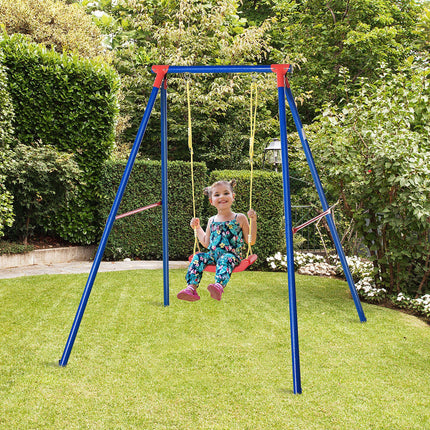 1 Piece Metal Kids Swing Set with Adjustable Rope Heavy Duty - Blue