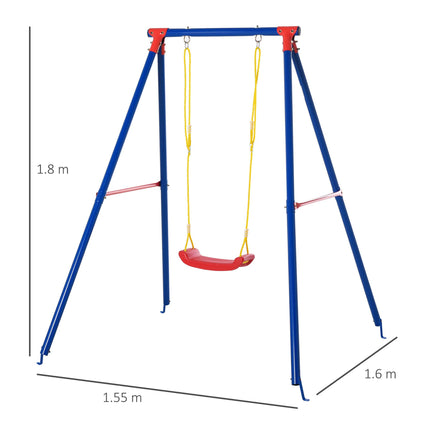 1 Piece Metal Kids Swing Set with Adjustable Rope Heavy Duty - Blue