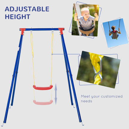1 Piece Metal Kids Swing Set with Adjustable Rope Heavy Duty - Blue