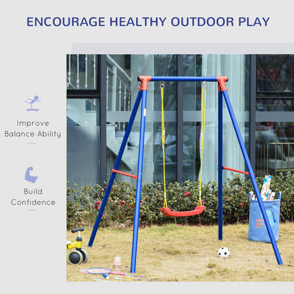 1 Piece Metal Kids Swing Set with Adjustable Rope Heavy Duty - Blue