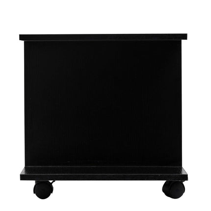 TV Stand with Shelves for TVs up to 42 Inch with Castor Wheels - Black