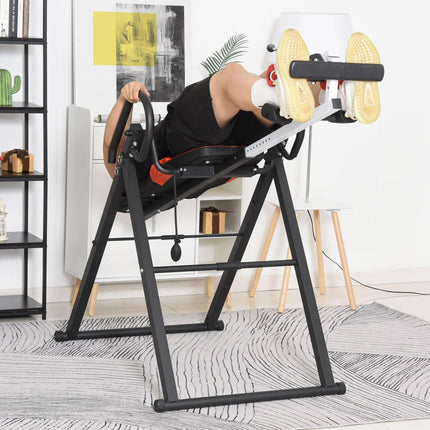 Adjustable Steel Gravity Inversion Table for Pain Relief - Red Black
