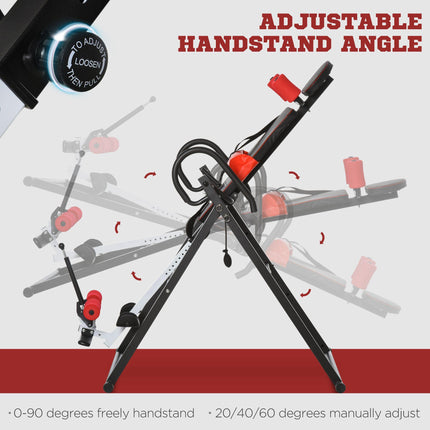 Adjustable Steel Gravity Inversion Table for Pain Relief - Red Black