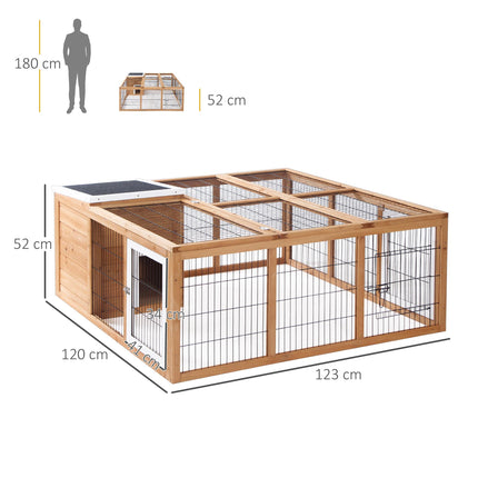 Rabbit Hutch Outdoor, Guinea Pig House, Bunny Run Cage with Openable Top for 1–2 Rabbits, 123 x 120 x 52cm, Yellow