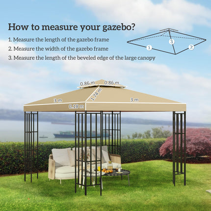 3x3 Metre Double Tier Gazebo Canopy Top Cover UV Resistant - Deep Beige