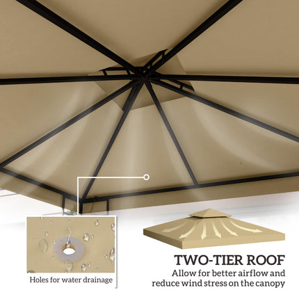 3x3 Metre Double Tier Gazebo Canopy Top Cover UV Resistant - Deep Beige