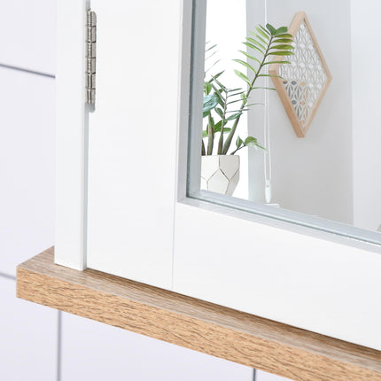Wall Mounted Bathroom Mirror Cabinet with Double Doors and Adjustable Shelves - White