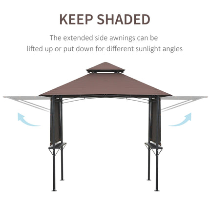 Waterproof 250x150cm Polyester Canopy Awning with UV Protection - Coffee