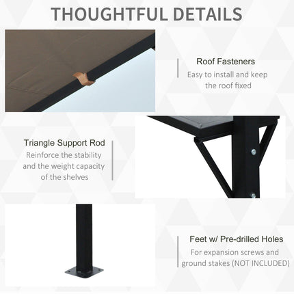 Waterproof 250x150cm Polyester Canopy Awning with UV Protection - Coffee