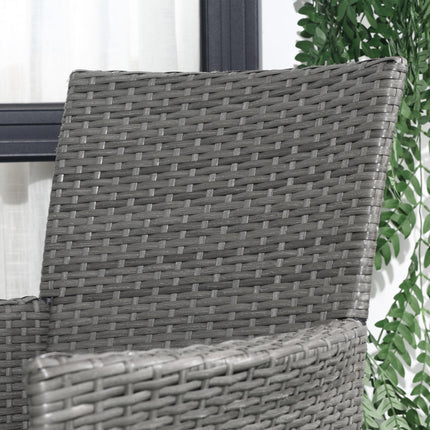 3 Piece Rattan Bistro Set with Cushions and Coffee Table - Light Grey