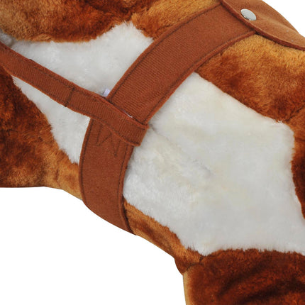 Rocking Horse Plush Kids Ride-On Wooden Pony Toy with Sound and Wheels - Brown