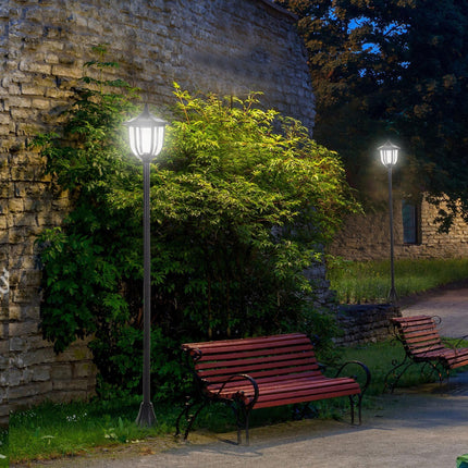 1.77m Free-Standing Solar LED Garden Lamp Post with Sensor - Black